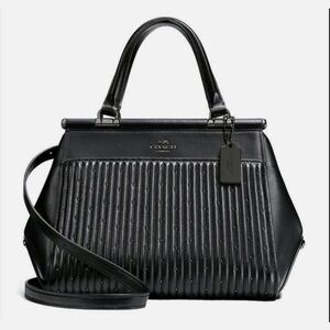 Authentic Coach Grace Black Quilted Leather Satchel with gunmetal rivets BB